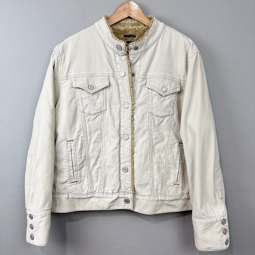 Vintage Y2K GAP‎ Corduroy Shearling Trucker Jacket Size XL Ivory Sherpa Grunge